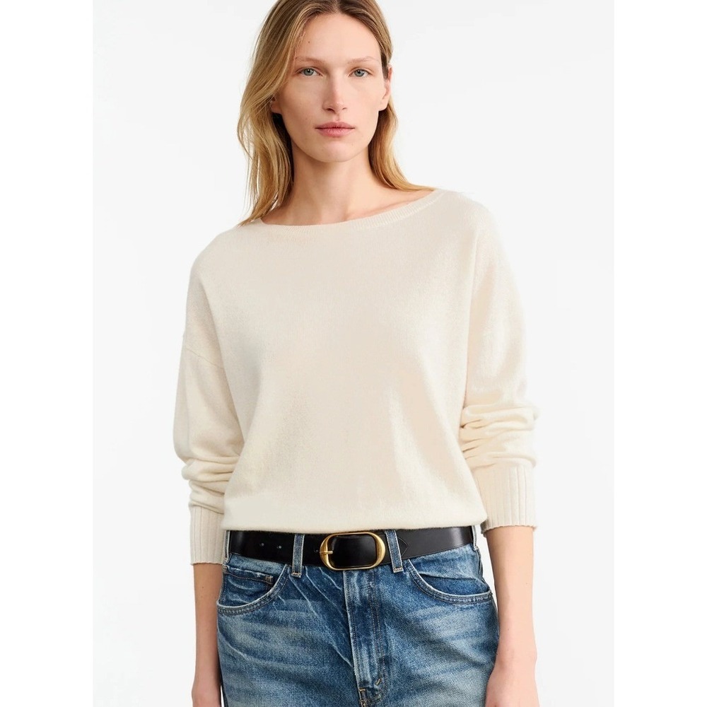 Nili Lotan Boyfriend Cashmere Sweater Womens XS‎ Ivory Boxy Oversized Classic